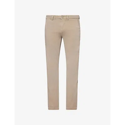 7 For All Mankind Ens  Slimmy Chino Tapered-leg Stretch-cotton Blend Trousers In Sateen Sunbuff