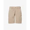 7 For All Mankind Ens Slimmy Lux Performance Brand-patch Stretch-cotton Blend Shorts Sateen Sunbuff In Sateen Sunbuff