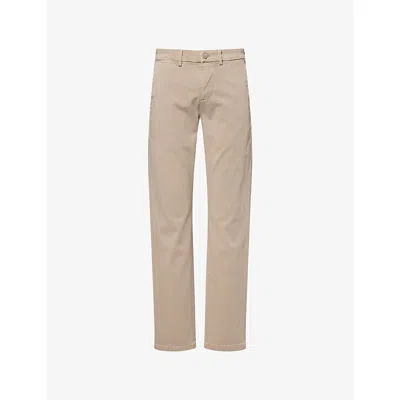 7 For All Mankind Ens  Slimmy Lux Performance Tapered-leg Stretch-cotton Blend Trousers In Sateen Sunbuff