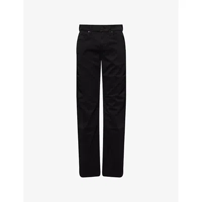 7 For All Mankind Ens Slimmy Lux Performance Tapered-leg Stretch-cotton Blend Trousers Stretch Sateen Black