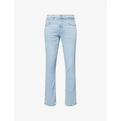 7 For All Mankind Ens  Slimmy Straight-leg Slim-fit Stretch-denim Jeans In Studio Blue