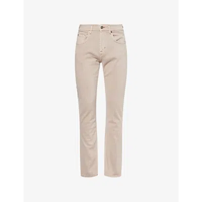 7 For All Mankind Ens Left Hand Almond The Straight Mid-rise Denim Jeans In Neutral