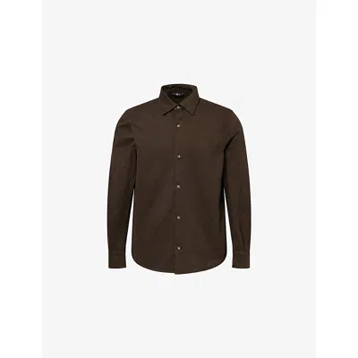 7 For All Mankind Ens Twill Dark Olive Regular-fit Long Sleeves Cotton-blend Shirt In Multi