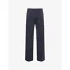 7 For All Mankind Ens Twill Vulcan Pleated Straight-leg Cotton Trouser In Blue