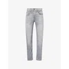 7 For All Mankind Ens Urban Slimmy Tapered-leg Stretch-denim Jeans In Gray