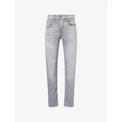 7 For All Mankind Ens Urban Slimmy Tapered-leg Stretch-denim Jeans In Gray