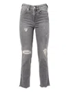 7 For All Mankind Erin Distressed Embellished Jeans In Gray