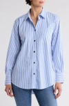 7 For All Mankind Everyday Button-down Shirt In Blue White Strpe