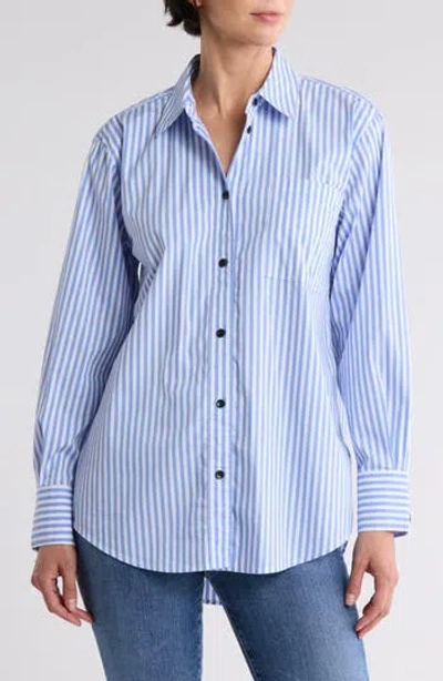 7 For All Mankind Everyday Button-down Shirt In Blue White Strpe