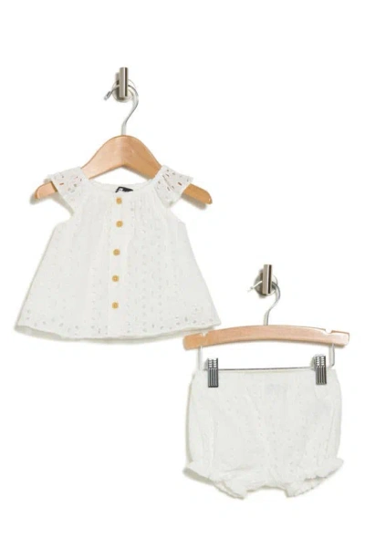 7 For All Mankind Babies' Eyelet Button Top & Shorts Set In White