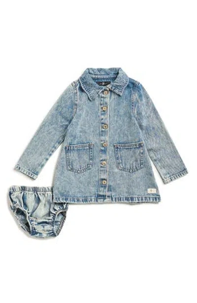 7 For All Mankind Babies'  Eyelet Denim Shirtdress & Bloomers In Blue