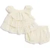7 For All Mankind Babies'  Eyelet Ruffle Tunic & Shorts Set In Marshmallow