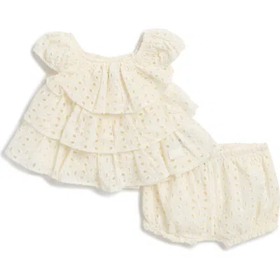 7 For All Mankind Babies'  Eyelet Ruffle Tunic & Shorts Set In Marshmallow