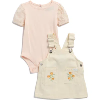 7 For All Mankind Babies'  Eyelet Sleeve Bodysuit & Skirtall Set In Multi