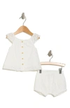 7 For All Mankind Babies'  Eyelet Top & Shorts 2-piece Set In Bright White