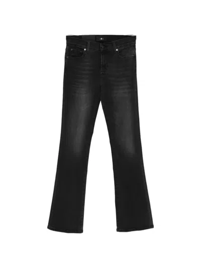 7 For All Mankind Faded Flared Jeans In Black