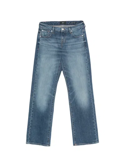 7 For All Mankind Faded Jeans In Blue