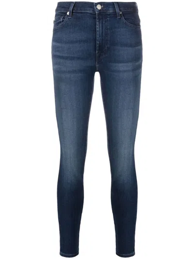 7 For All Mankind Faded Skinny Jeans In Blue