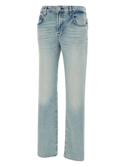 7 For All Mankind Faded Straight-leg Jeans In Blue
