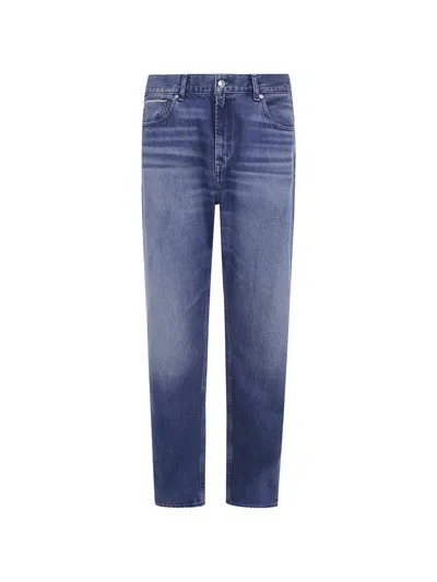 7 For All Mankind Faded Straight-leg Jeans In Blue