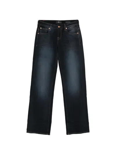 7 For All Mankind Faded Straight-leg Jeans In Blue