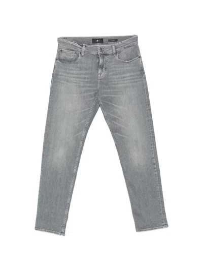 7 For All Mankind Faded Straight-leg Jeans In Gray
