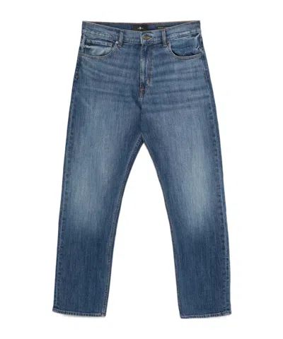 7 For All Mankind Faded Vintage Denim Trousers In Blue