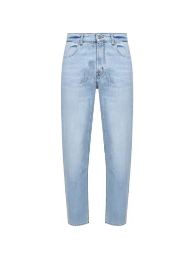7 For All Mankind Faded-wash Denim Jeans In Blue
