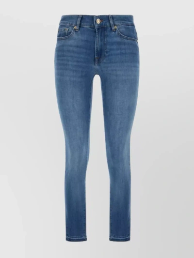 7 For All Mankind Faded Wash Denim Roxanne Trousers In Blue