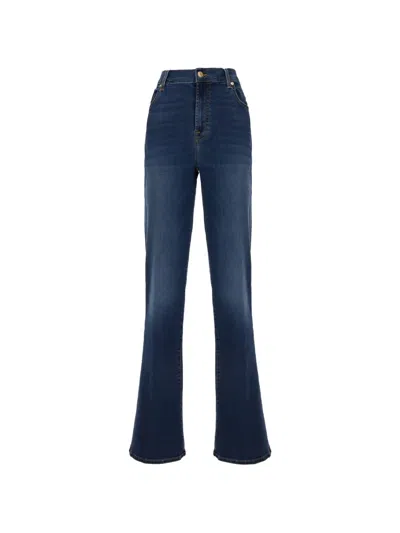 7 For All Mankind Faded-effect Embroidered Jeans In Blue