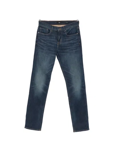 7 For All Mankind Faded-effect Jeans In Blue