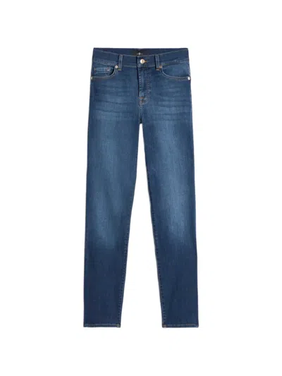 7 For All Mankind Faded-effect Slim-fit Jeans In Blue