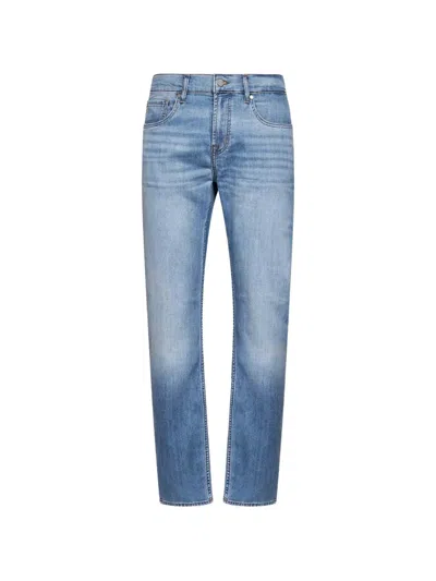 7 For All Mankind Faded-effect Whiskered Jeans In Blue