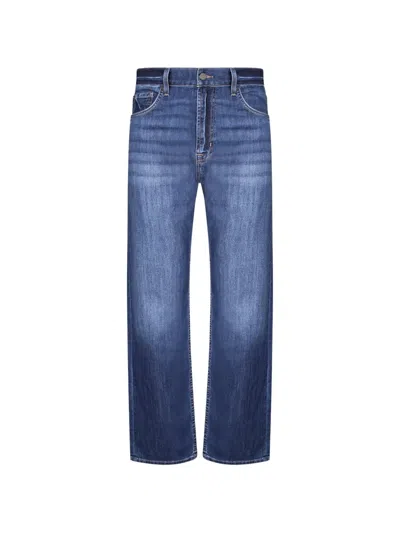 7 For All Mankind Faded-effect Whiskered Jeans In Blue
