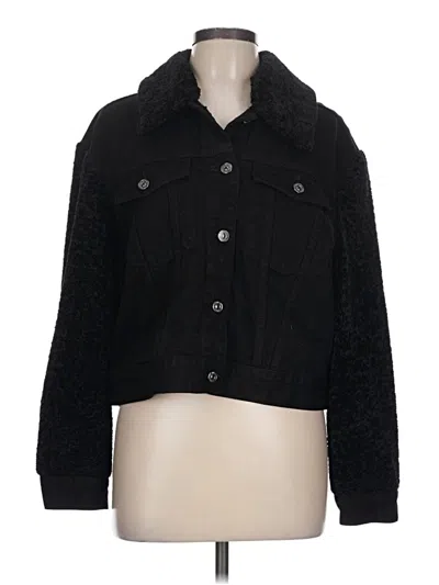 Pre-owned 7 For All Mankind Faux Fur Jacket In Black