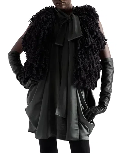 7 For All Mankind Faux Fur Open Front Vest In Black