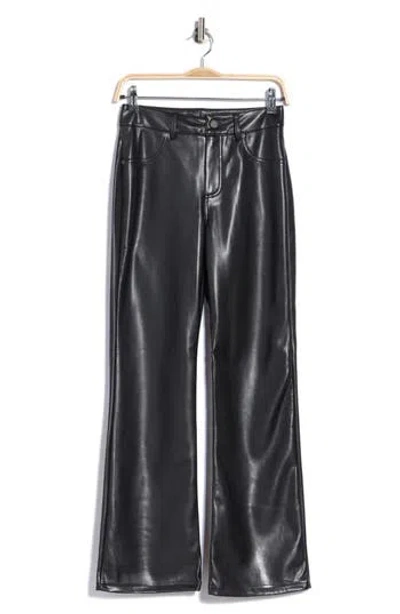 7 For All Mankind Faux Leather Flare Leg Pants In Black