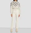 7 For All Mankind Faux Leather High Waist Slim Kick Pants In Cream In White