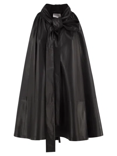 7 For All Mankind Faux Leather Midi Dress With Bow Detail In Black