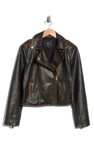 7 For All Mankind Faux Leather Moto Jacket In Black