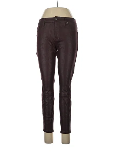 Pre-owned 7 For All Mankind Faux Leather Pants In Burgundy