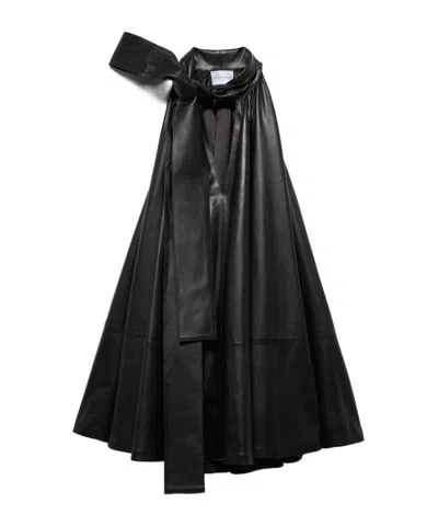 7 For All Mankind Faux Leather Ruffled Dress In Black