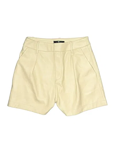 Pre-owned 7 For All Mankind Faux Leather Shorts In Yellow