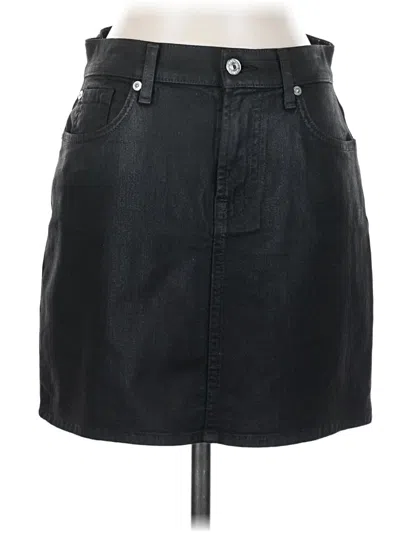 Pre-owned 7 For All Mankind Faux Leather Skirt In Black