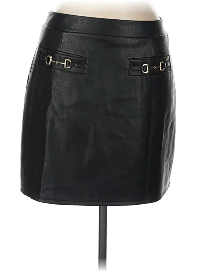 Pre-owned 7 For All Mankind Faux Leather Skirt In Black