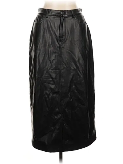 Pre-owned 7 For All Mankind Faux Leather Skirt In Black