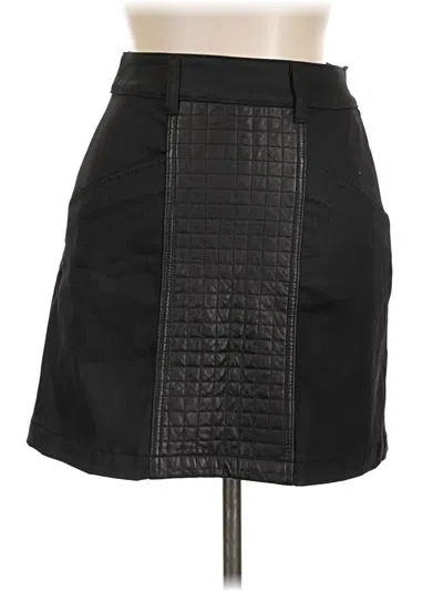 Pre-owned 7 For All Mankind Faux Leather Skirt In Black