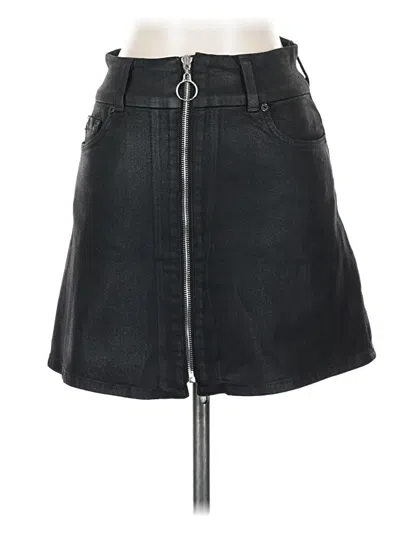 Pre-owned 7 For All Mankind Faux Leather Skirt In Black