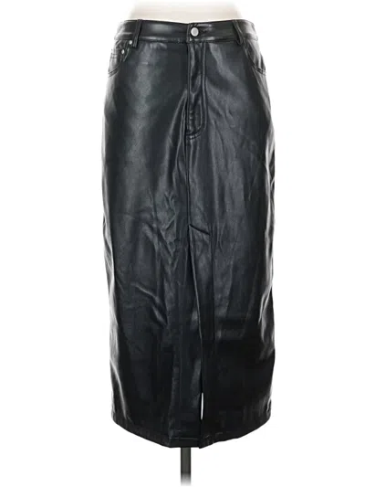 Pre-owned 7 For All Mankind Faux Leather Skirt In Black