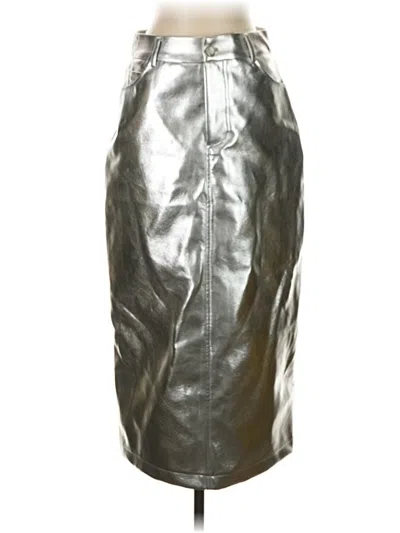 7 For All Mankind Faux Leather Skirt In Silver